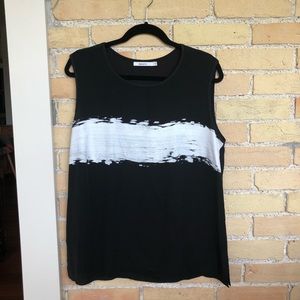 Bailey 44 Black Tank Top with White Brush-Stripe